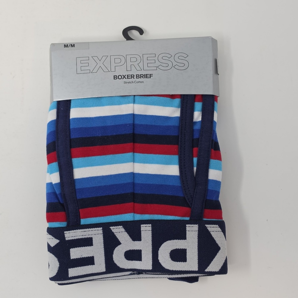 NWT EXPRESS Men's Stretch Cotton Boxer Brief Underwear Logo Waist ~ M Medium